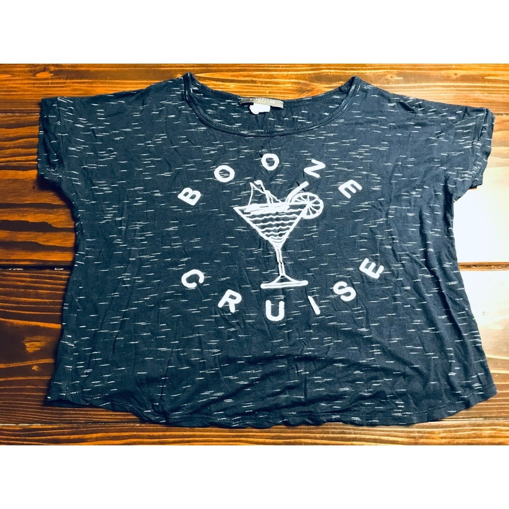 Champagne Shirt, Women's Size Small, Blue, White, Booze Cruise, Cropped